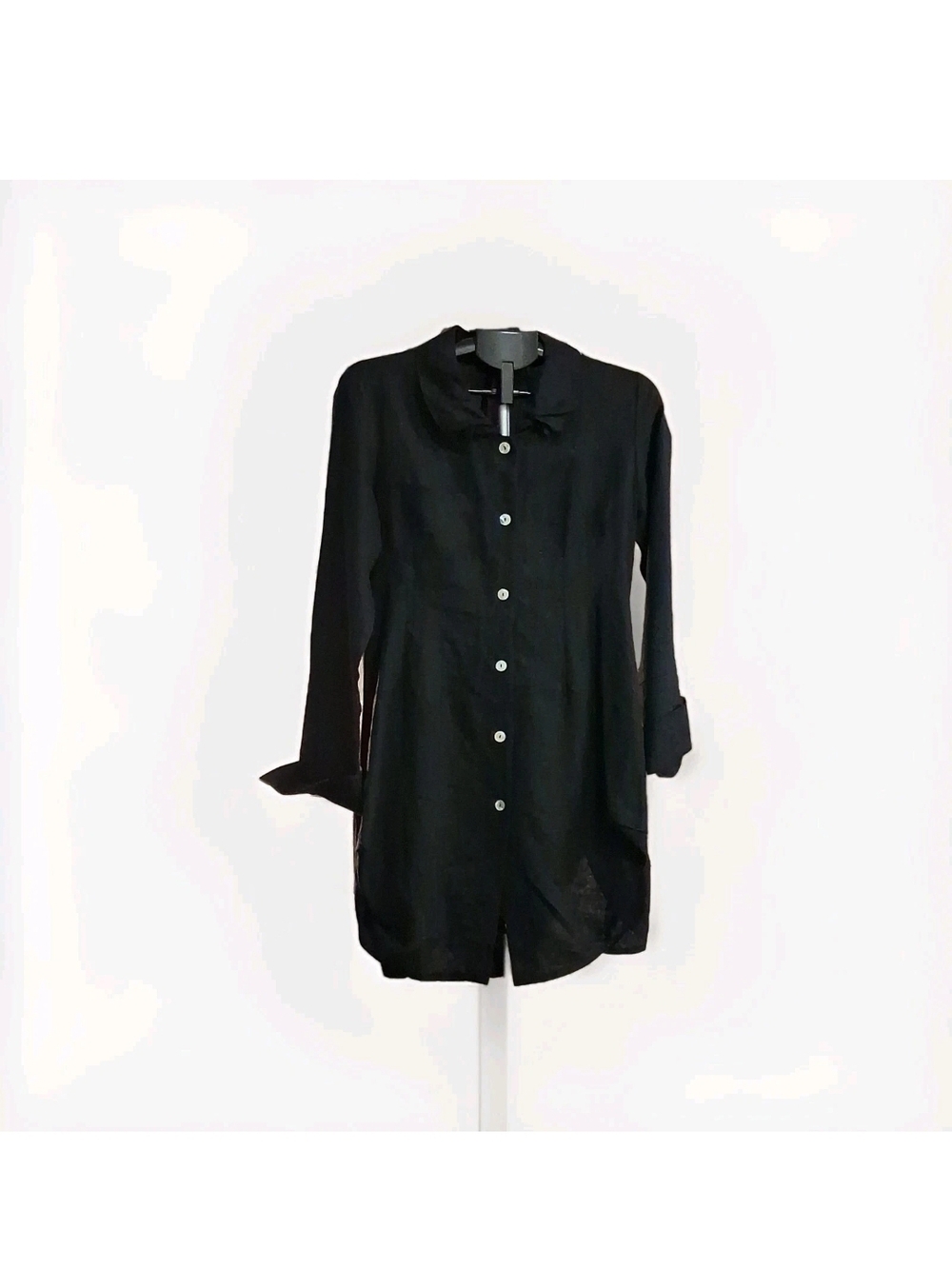 Comfy USA Black Long Button-Front Tunic